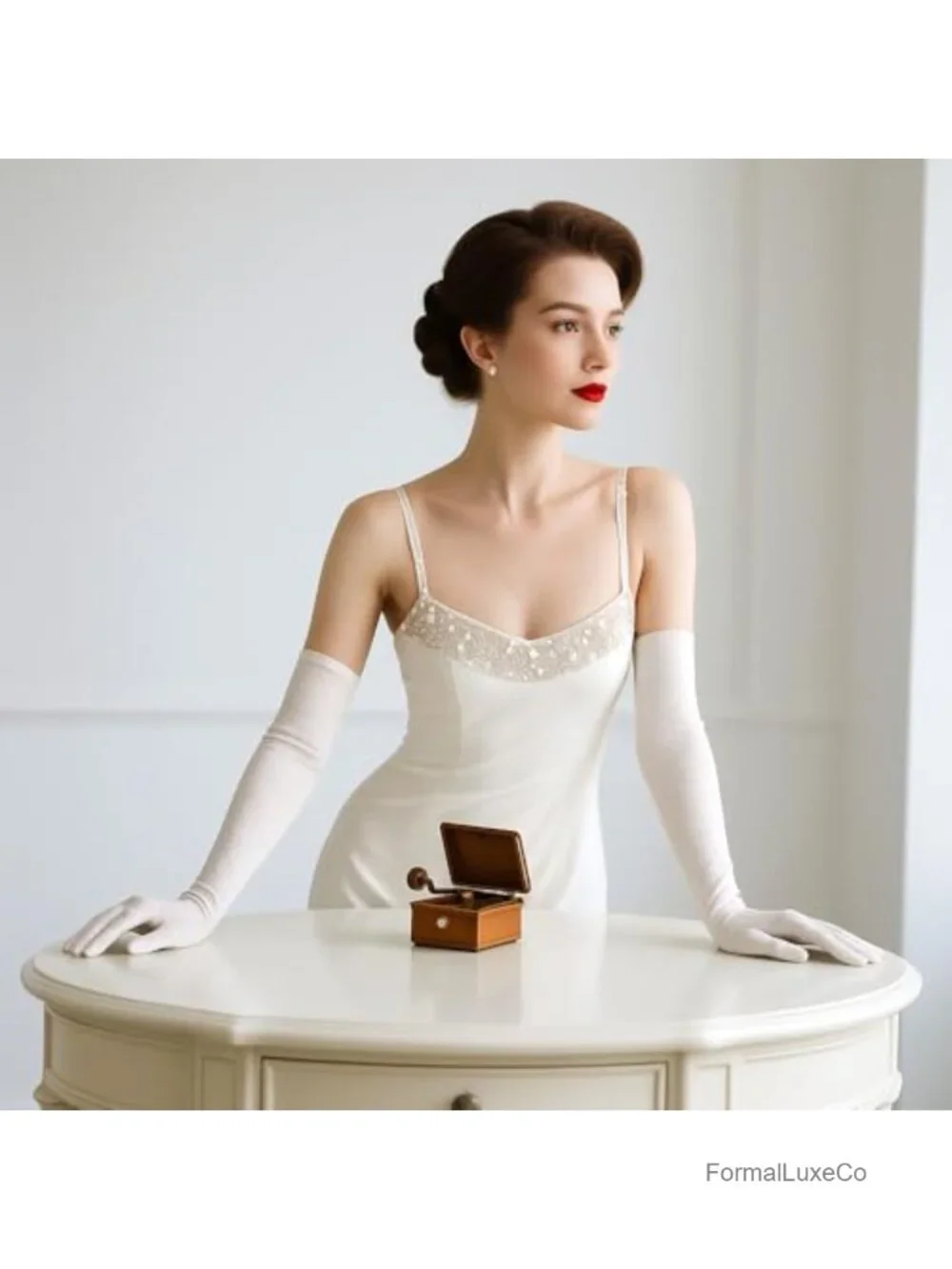 Rhinestone Mesh Opera Gloves Long Arm Sleeves for Theatrical Performances